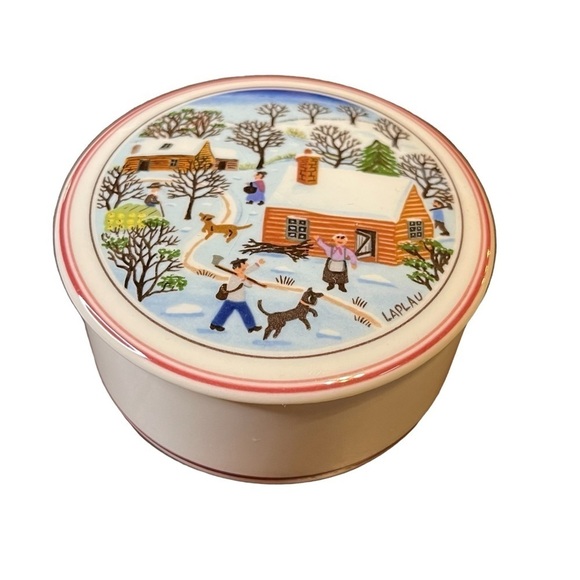 VTG Villeroy Boch Porcelaine Naïf Christmas Trinket Jewelry Box Collectible - Picture 1 of 10